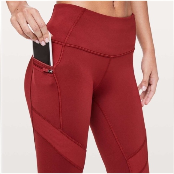 LULULEMON ATHLETICA Red Keep the Fleece leggings size 8 - Picture 3 of 15